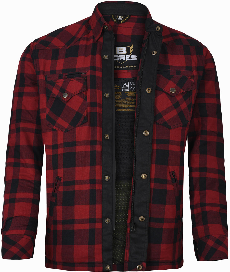 Bores Lumberjack Premium Chemise de moto, noir-rouge, taille 4XL pour Hommes