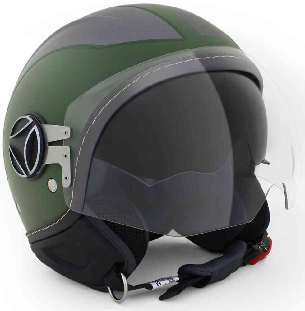 MOMO Avio Pro Military Green/Asphalt Logo Asphalt Jet Helmet