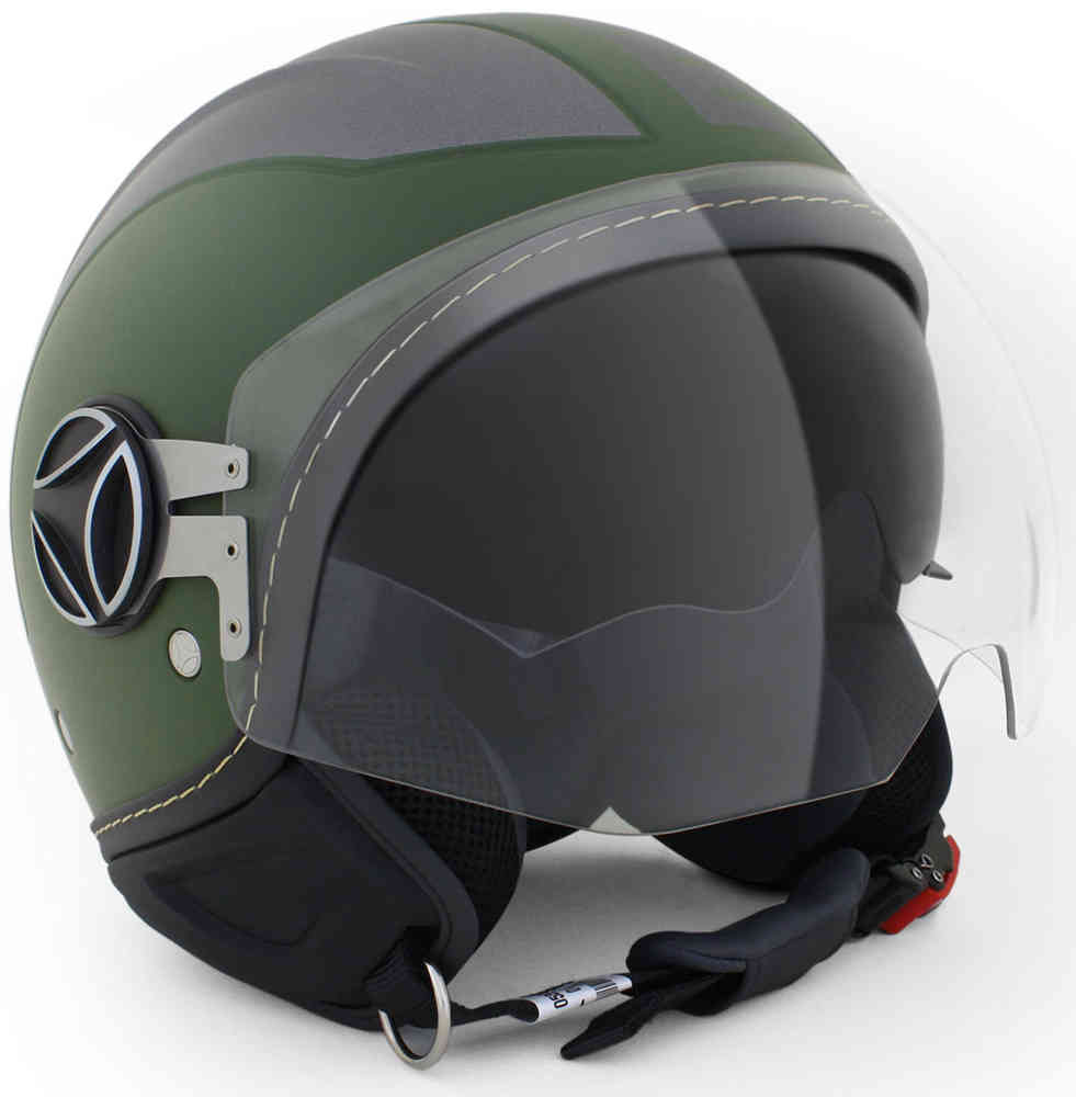 MOMO Avio Pro Military Green/Asphalt Logo Asphalt Capacete a jato