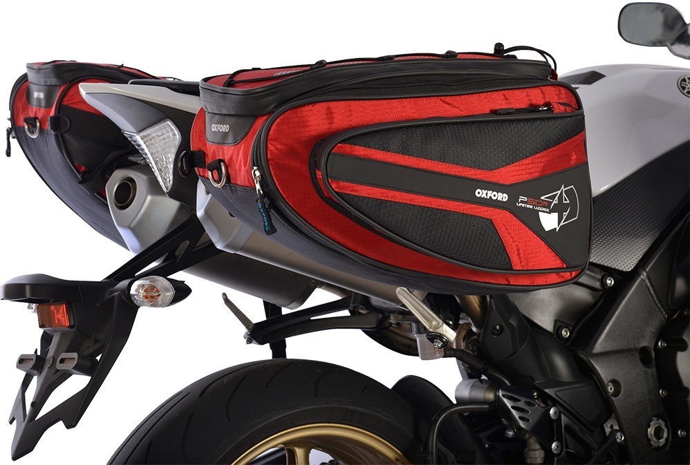 Oxford P50R Motorfiets Zadeltassen, rood, afmeting 41-50l