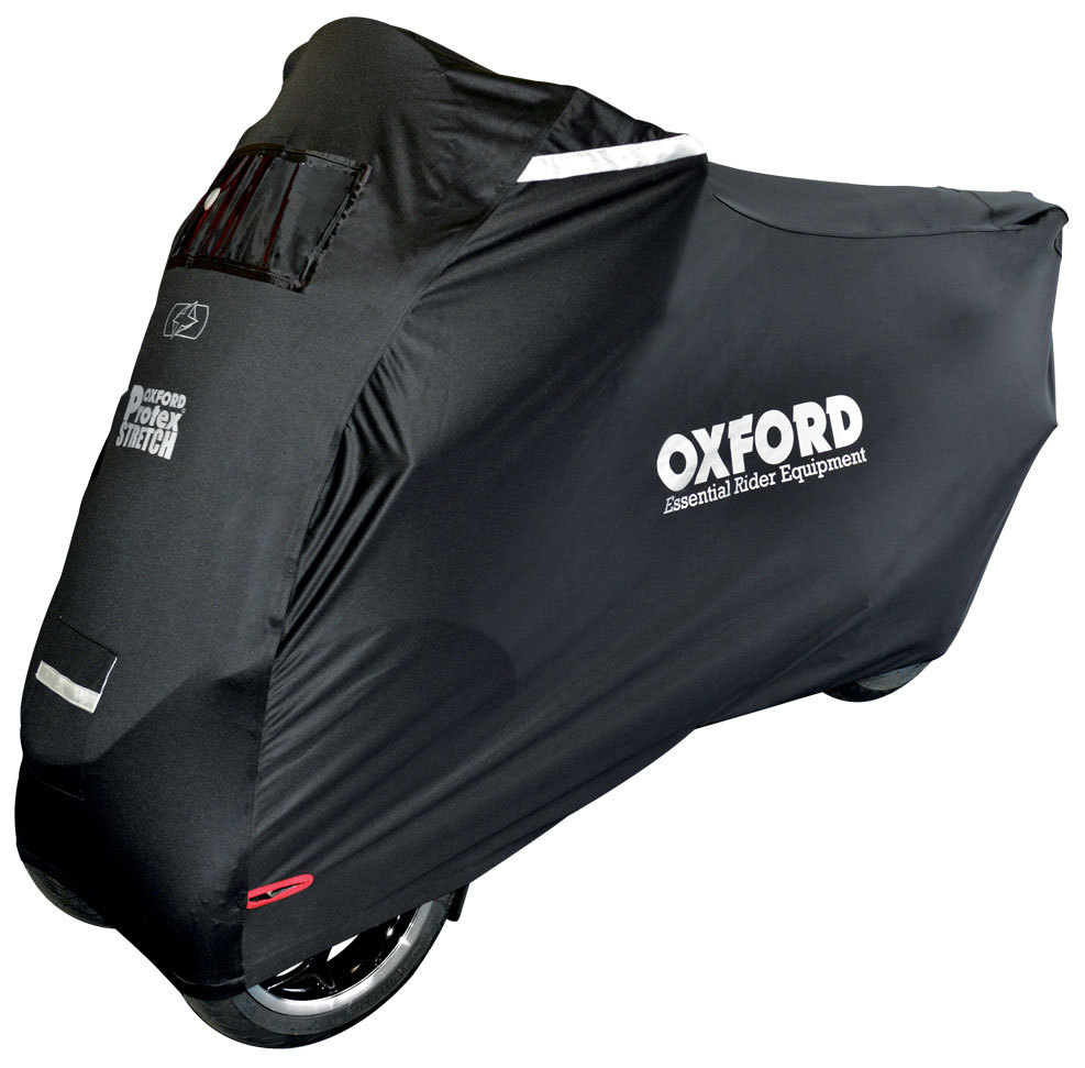 Oxford Protex Stretch-Fit Outdoor MP3 Motorrad Abdeckplane, schwarz, schwarz