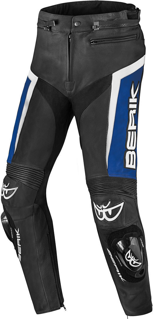 Berik Misle Motorrad Lederhose, schwarz-weiss-blau, Größe 60, schwarz-weiss-blau, Größe 60