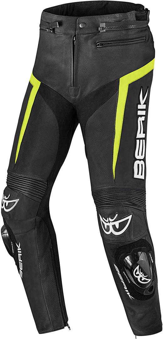 Berik Misle Motorcycle Leather Pants, black-yellow, Size 48, black-yellow, Size 48