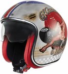 Premier Vintage Pin Up Old Style Jet Helmet Zilver