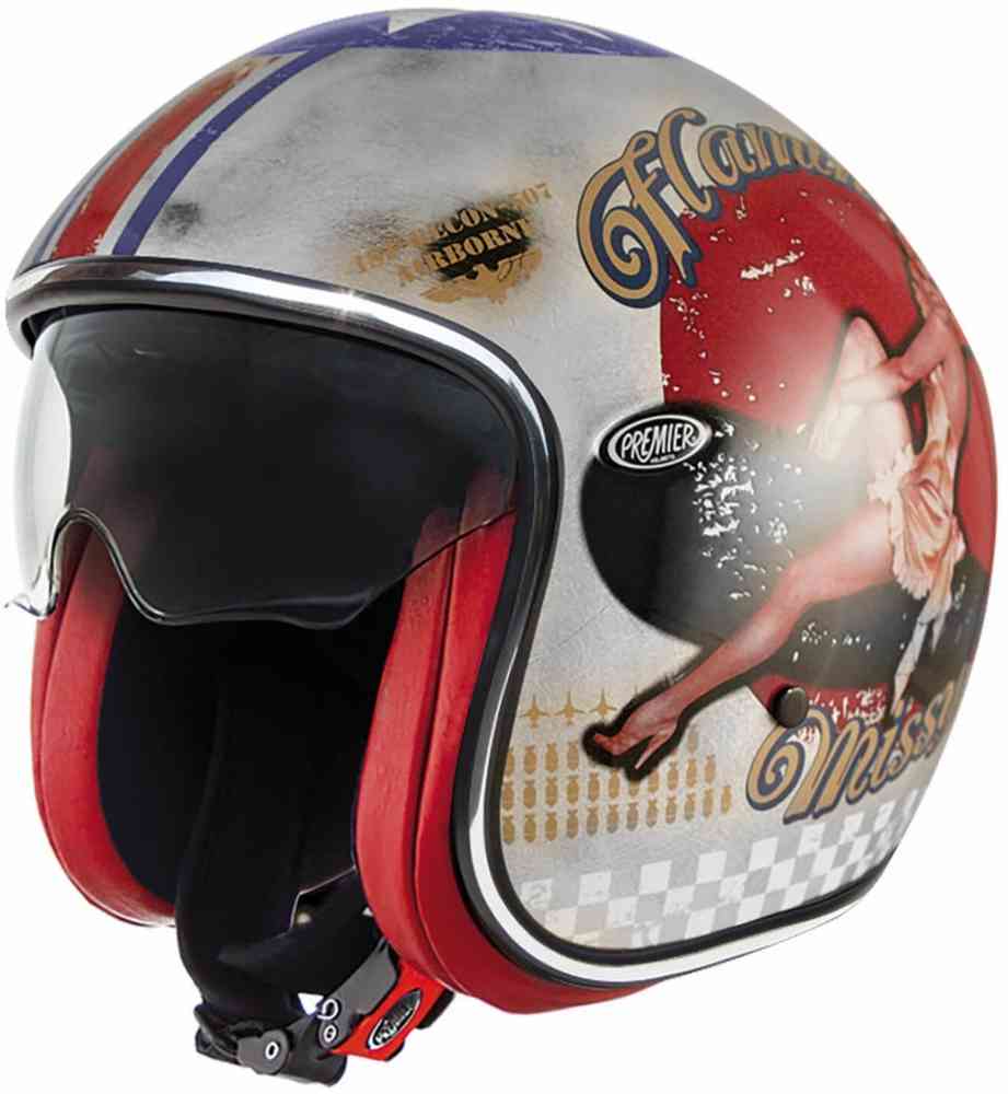 Premier Vintage Pin Up Old Style Prata do capacete a jato
