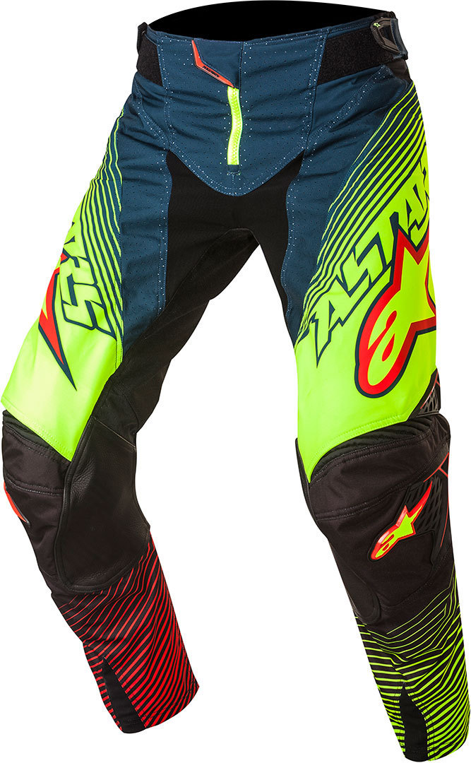 Alpinestars Techstar Factory Motorcross broek 2017, rood-blauw-geel, afmeting 28