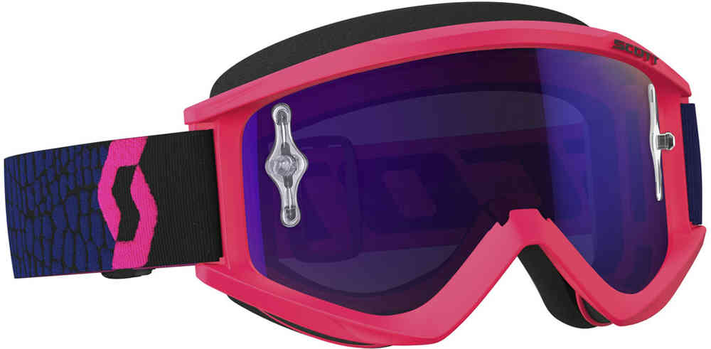 Scott Recoil XI Works Мотокросс очки Blue/Флуоресцентная розовая хром