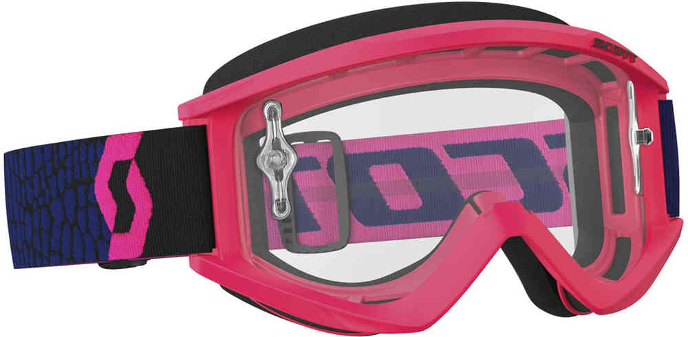 Scott Recoil XI Clear Works Gafas de Motocross azul/Fluo rosa