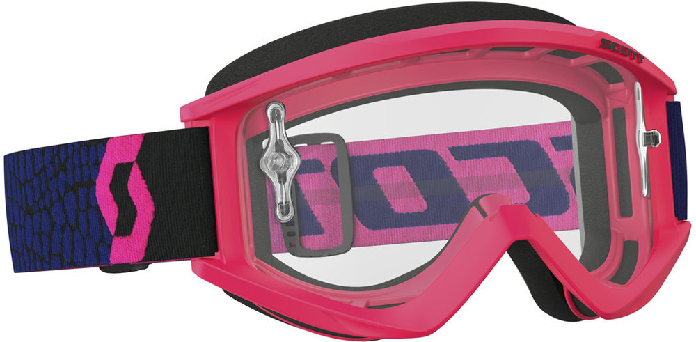 Scott Recoil XI Clear Works Motocross óculos azul/Fluo Pink