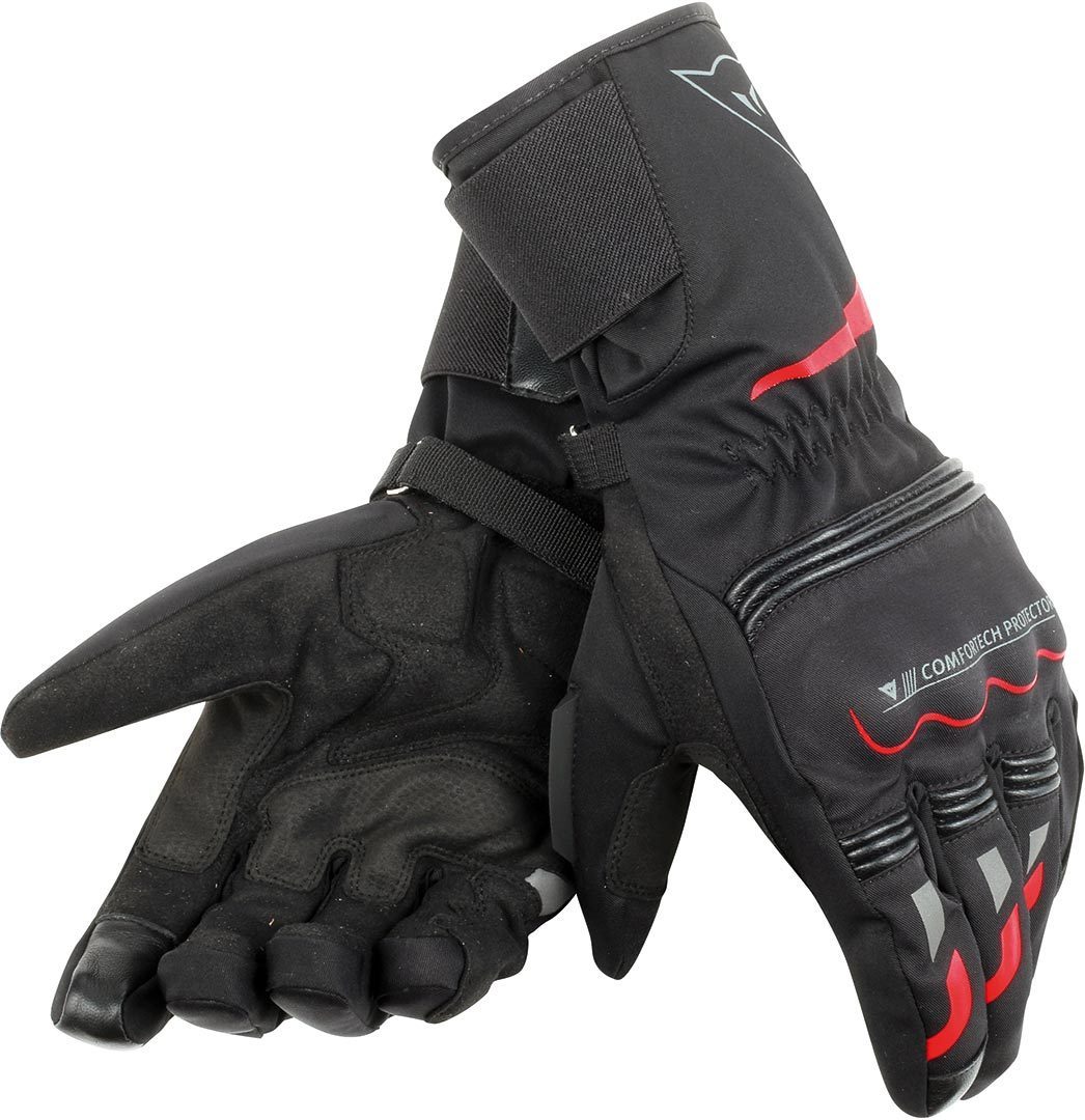 Dainese Tempest Unisex D-Dry Långa motorcykel handskar, svart-röd, storlek XL