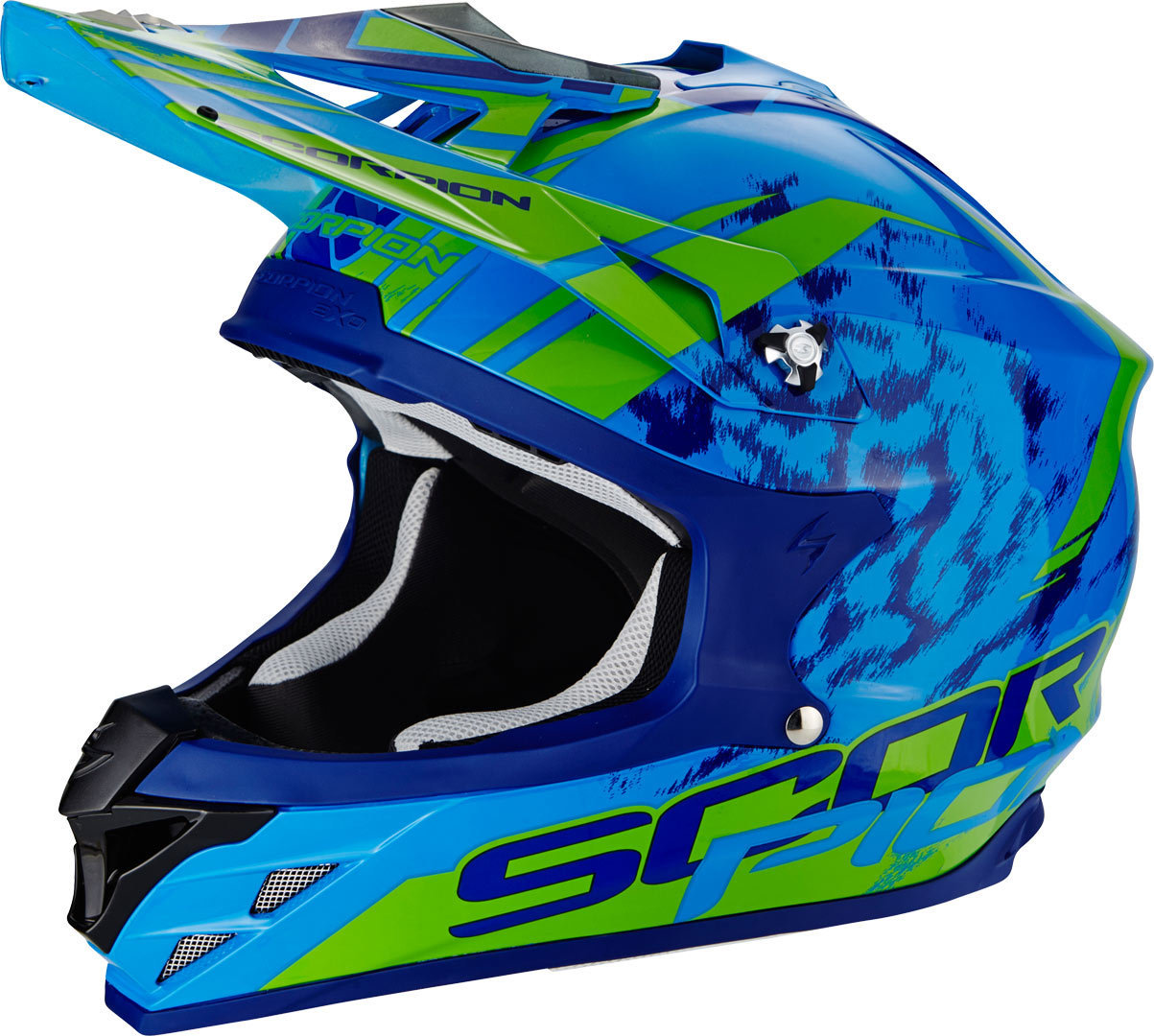 Scorpion VX-15 Air Kistune Cross Helmet, green-blue, Size XS, green-blue, Size XS