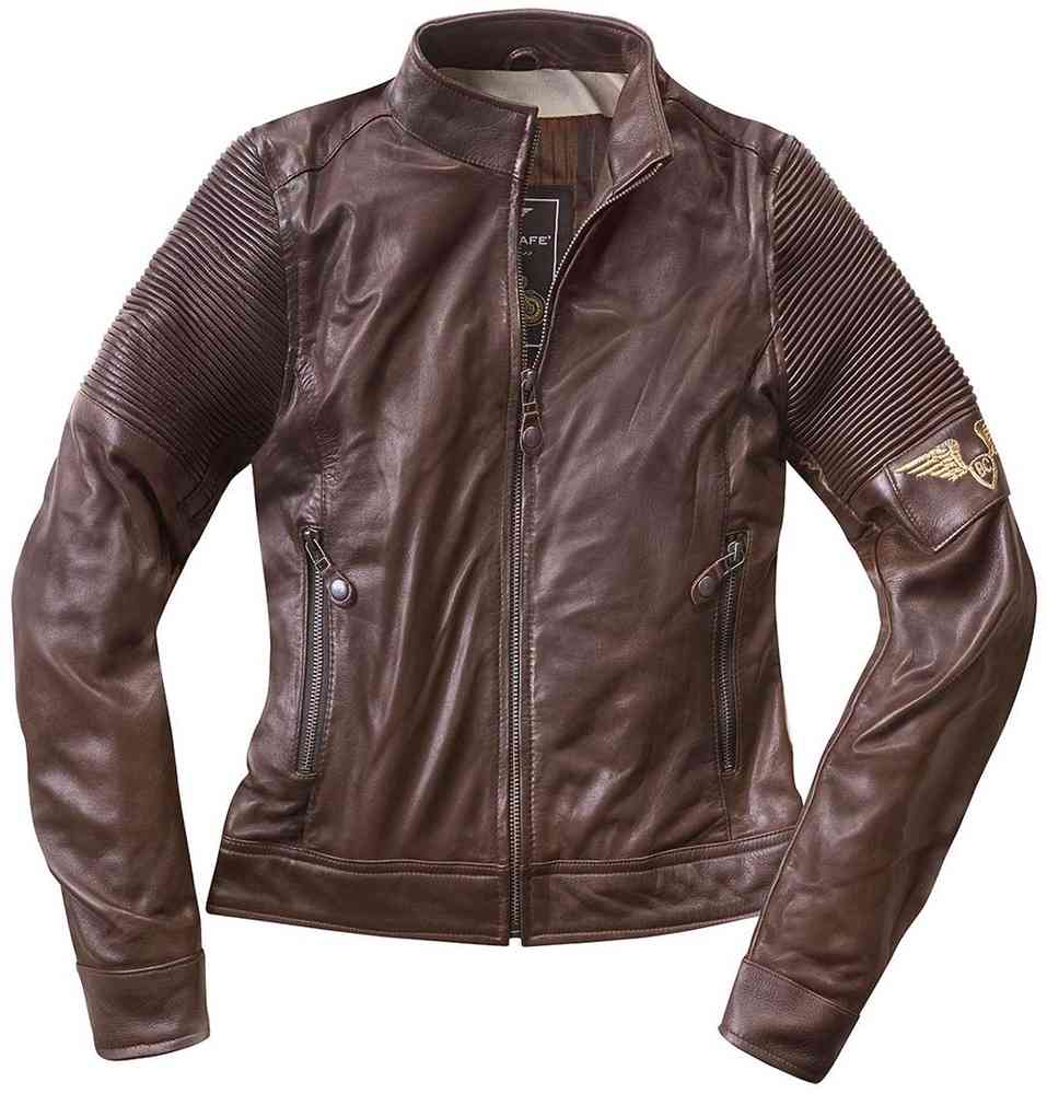 Black-Cafe London Amol Chaqueta de cuero de la motocicleta de las señoras