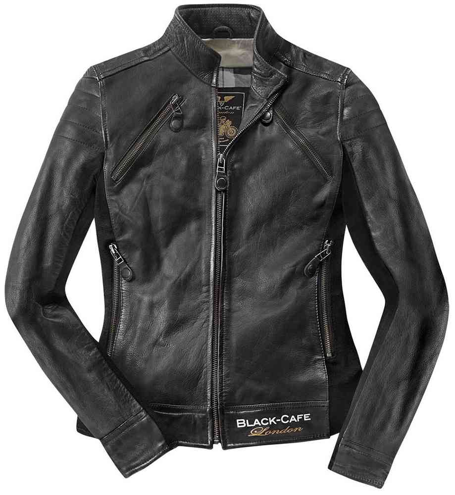 Black-Cafe London Semnan Chaqueta de cuero de la motocicleta de las señoras