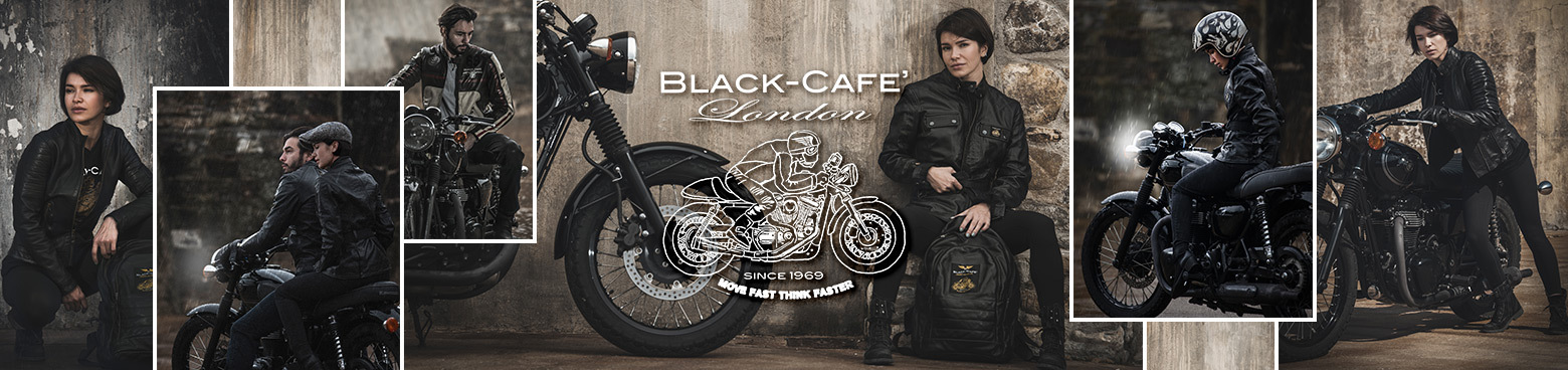 Black-Cafe London Rocka Motorrad Lederjacke 52 