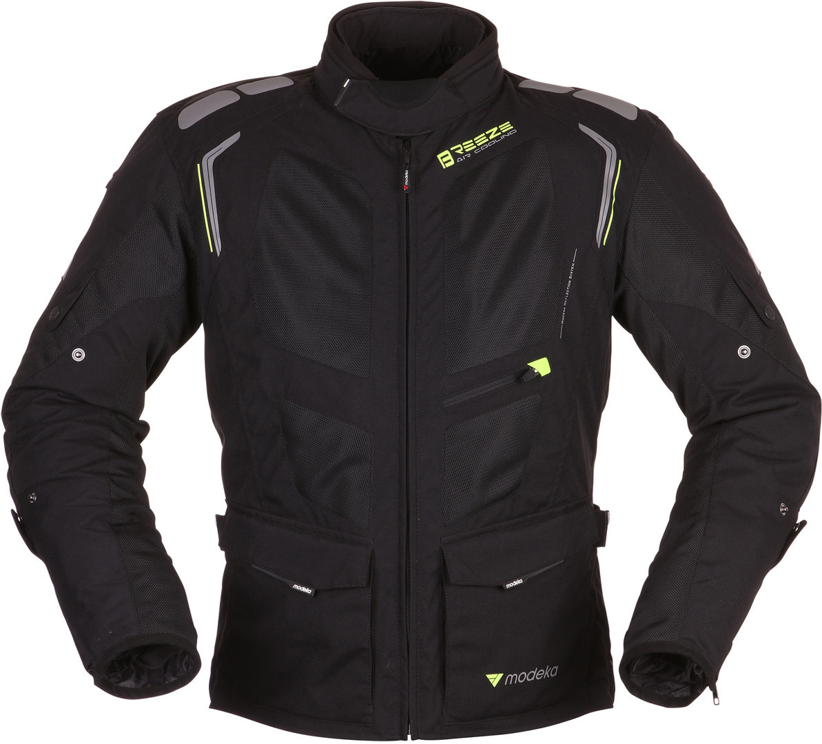 Modeka Breeze Textile Jacket Long, black-yellow, Size M, black-yellow, Size M