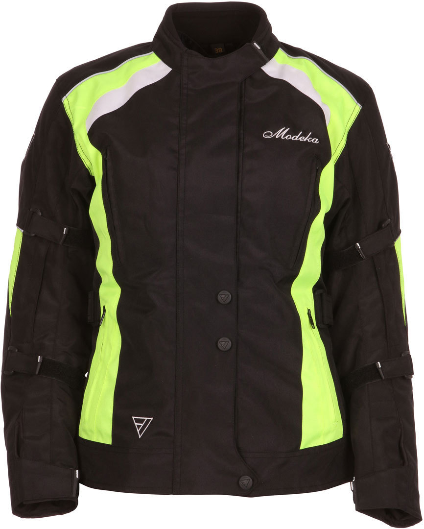 Modeka Janika Ladies Motorcycle Textile Jacket, black-yellow, Size 34 for Women, black-yellow, Size 34 for Women