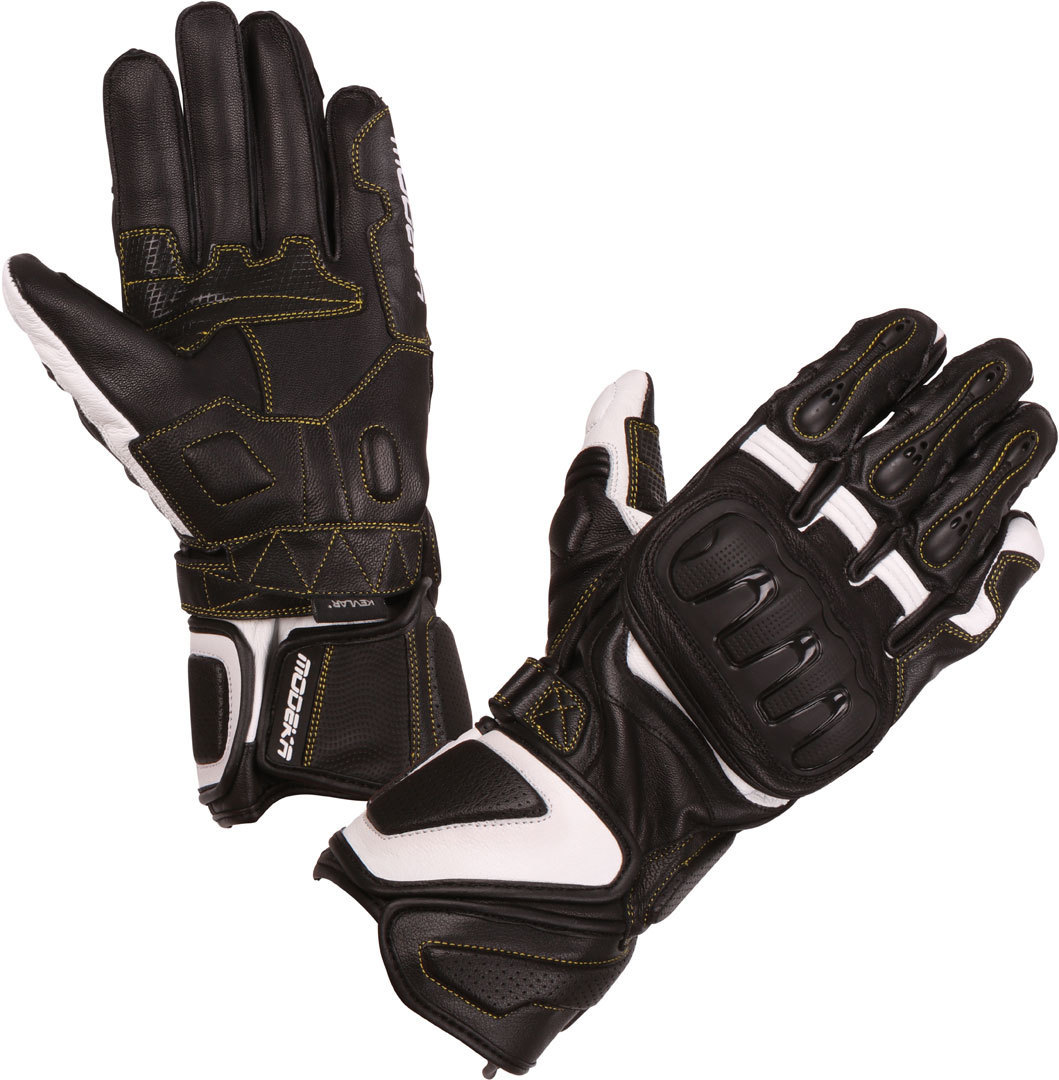 Modeka Daren Motorcycle Gloves, black-white, Size S M, black-white, Size S M