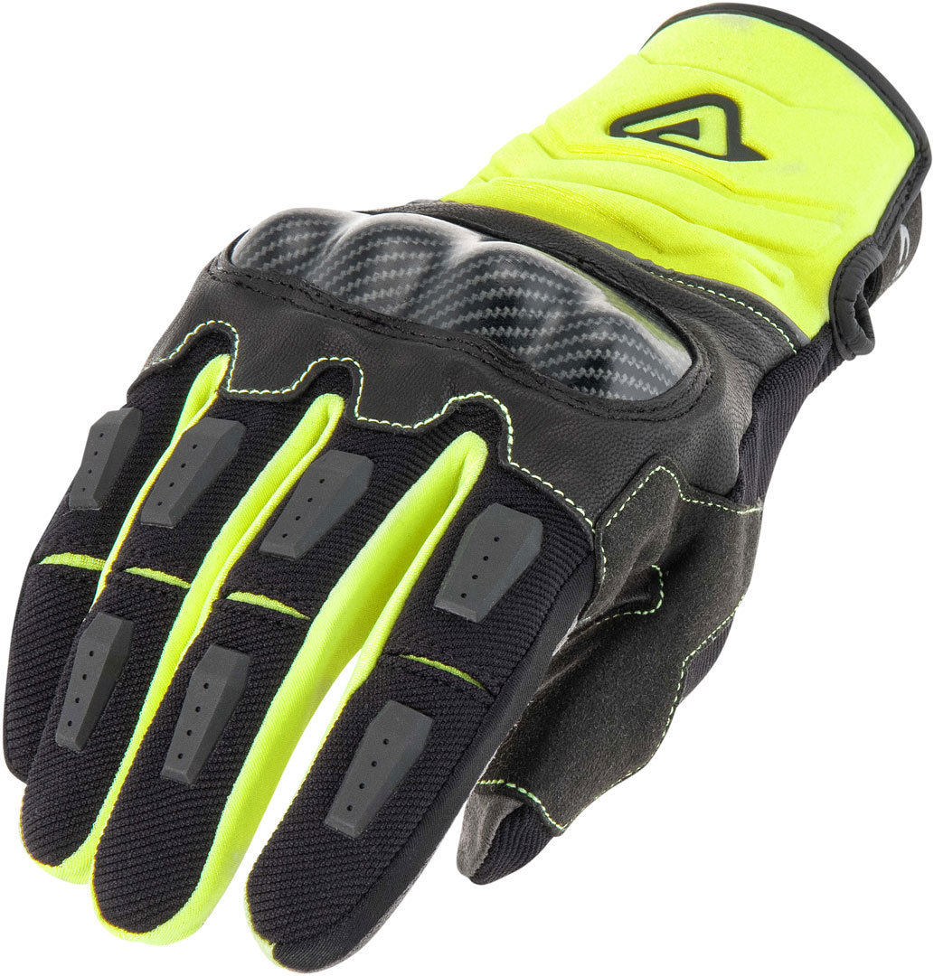Acerbis Carbon G 3.0 Motorcycle Gloves, black-yellow, Size S, black-yellow, Size S