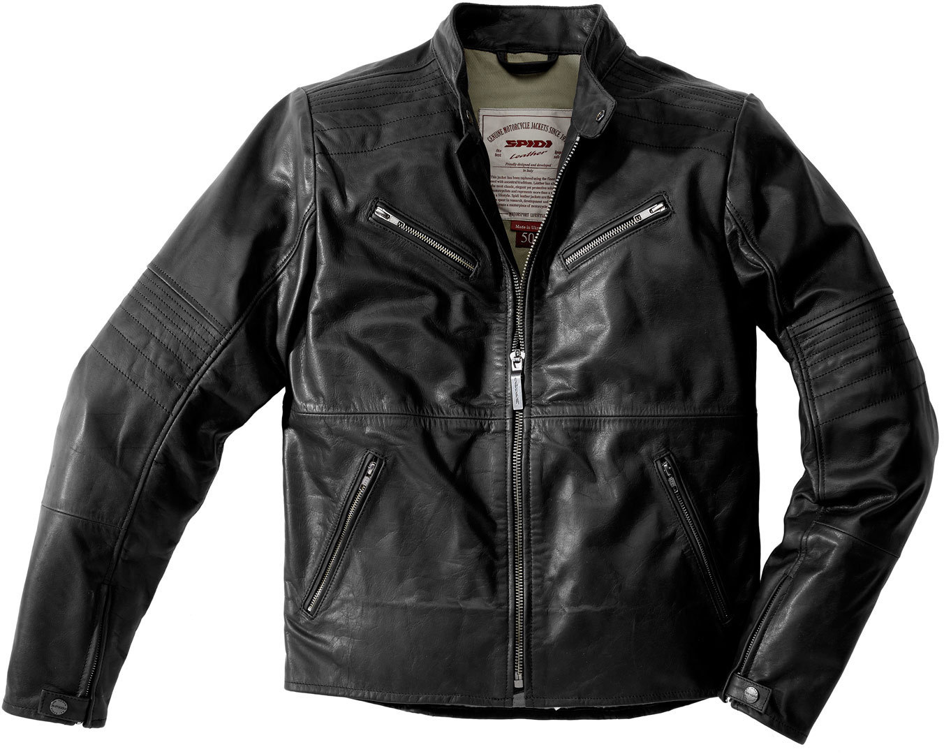 Spidi Garage Motorcycle Leather Jacket, black, Size 46, black, Size 46