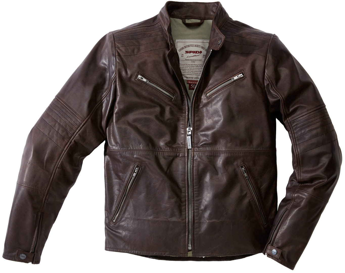 Spidi Garage Motorcycle Leather Jacket, brown, Size 46, brown, Size 46