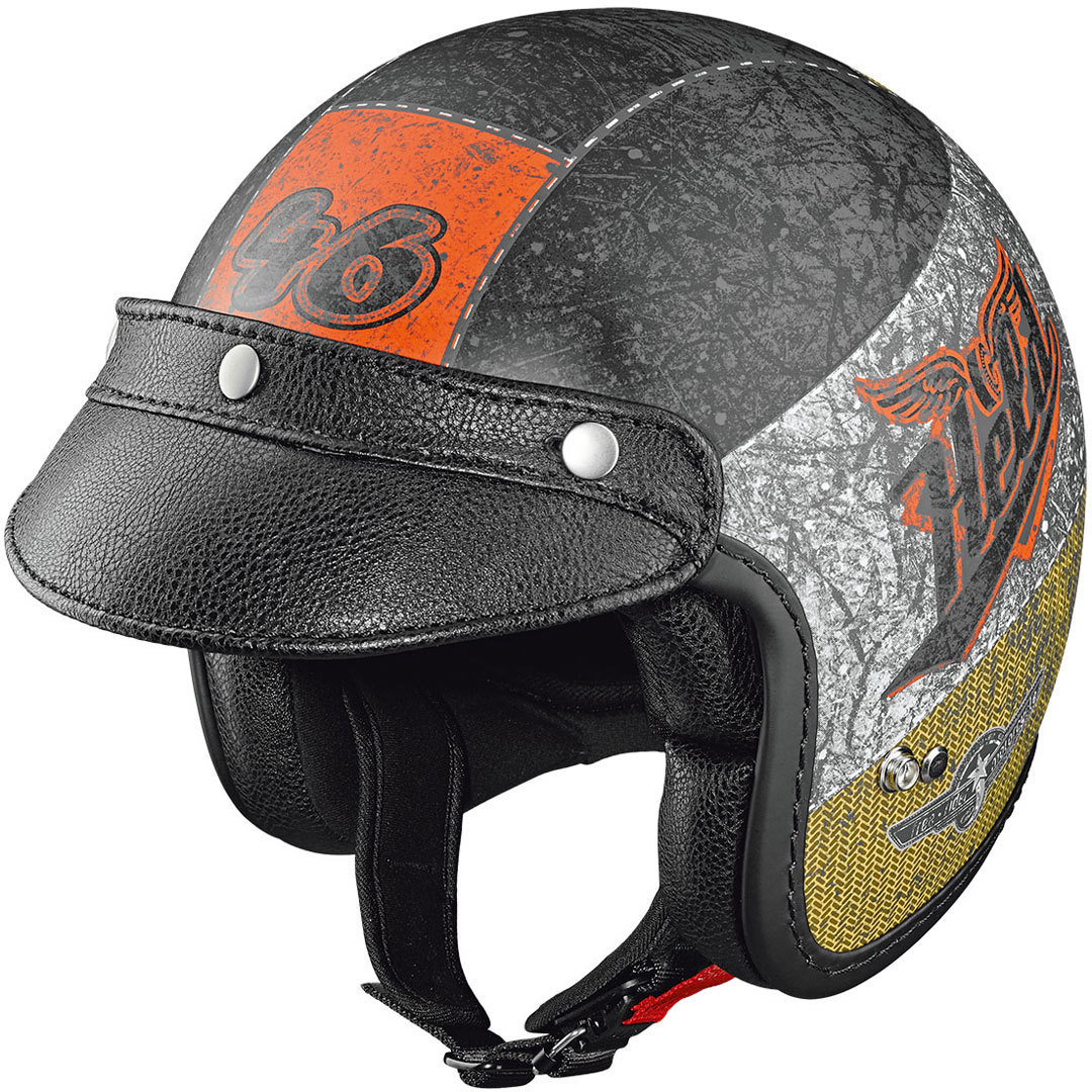 Held Black Bob Jet Helmet Design crushed, black-orange, Size XS, black-orange, Size XS