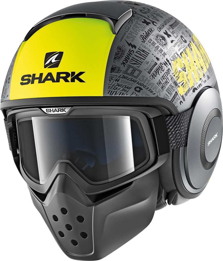 Shark Drak Tribute Mat RM Jet Helmet, grey-yellow, Size S, grey-yellow, Size S