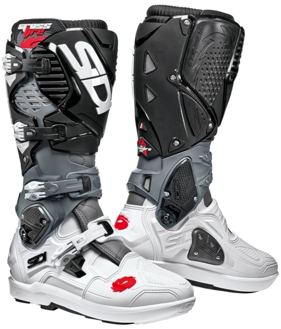 Sidi Crossfire 3 SRS Motocross Boots, black-grey-white, Size 41, black-grey-white, Size 41