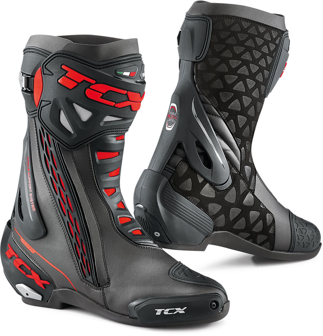 TCX RT-Race Motorcycle Boots, black-red, Size 46, black-red, Size 46