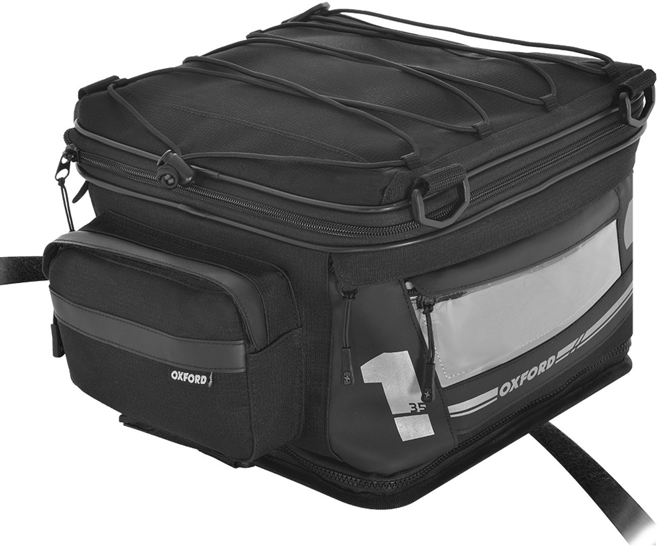 Oxford T35 Motorcycle Tail Bag, black, black