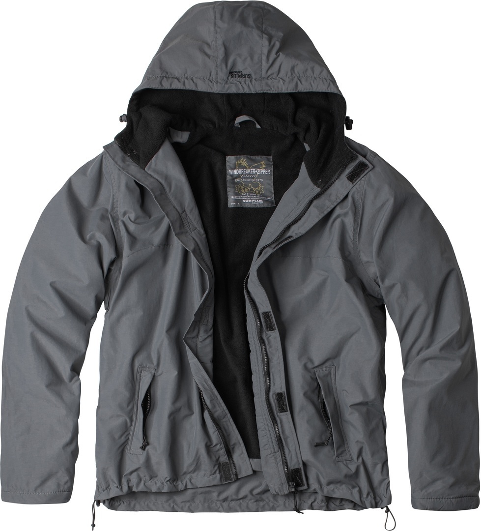 Surplus Zipper Windbreaker Jacket, grey, Size 2XL, grey, Size 2XL