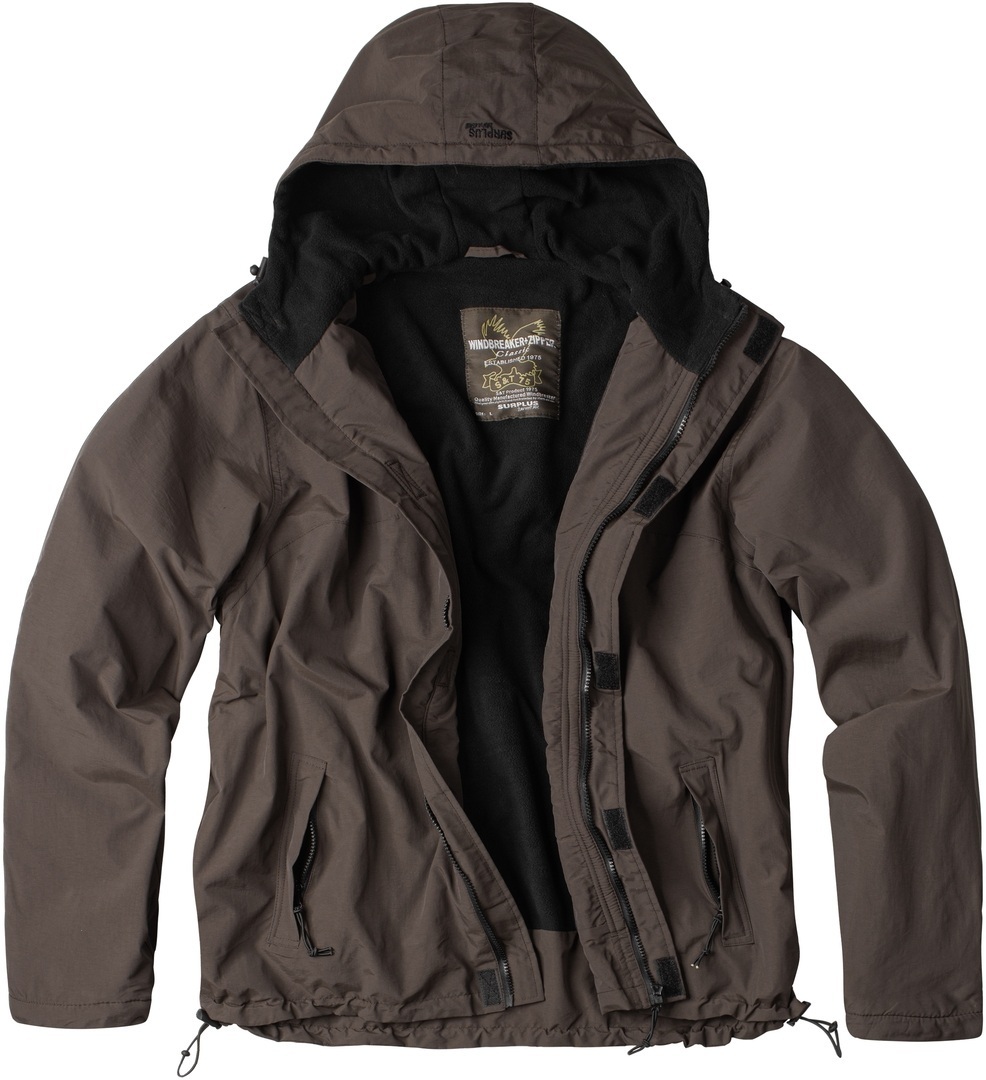 Surplus Zipper Windbreaker Jacket, brown, Size 2XL, brown, Size 2XL