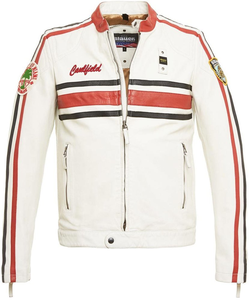 Blauer Maverick Lederjacke