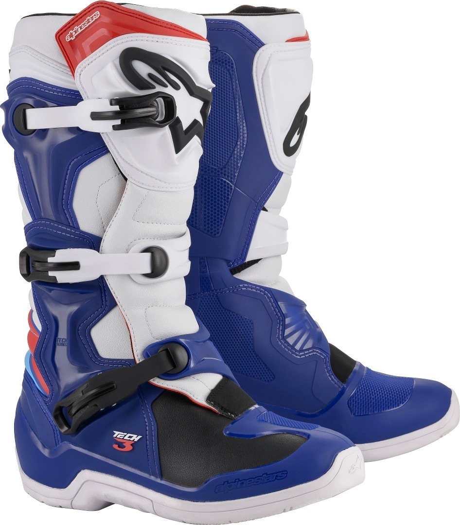 Alpinestars Tech 3 Motocross Boots, white-blue, Size 42 for Men