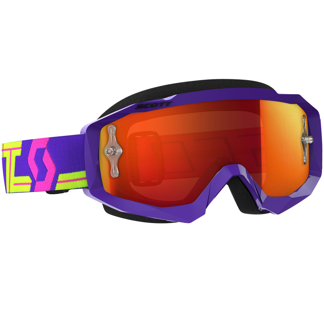 Scott Hustle MX Motocross Goggles Chrome, purple-yellow, purple-yellow
