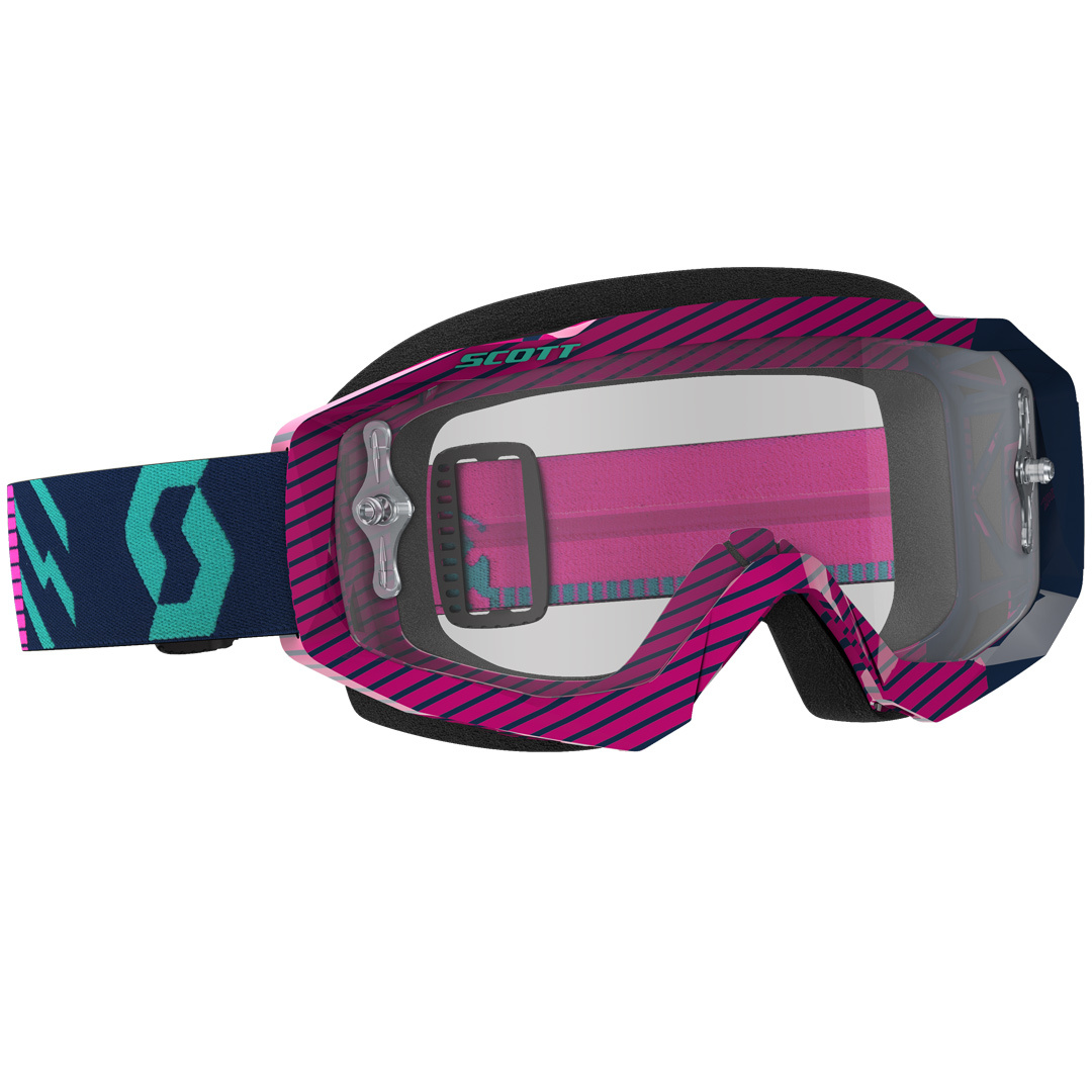 Scott Hustle MX Motocross Goggles Clear, pink-blue, pink-blue