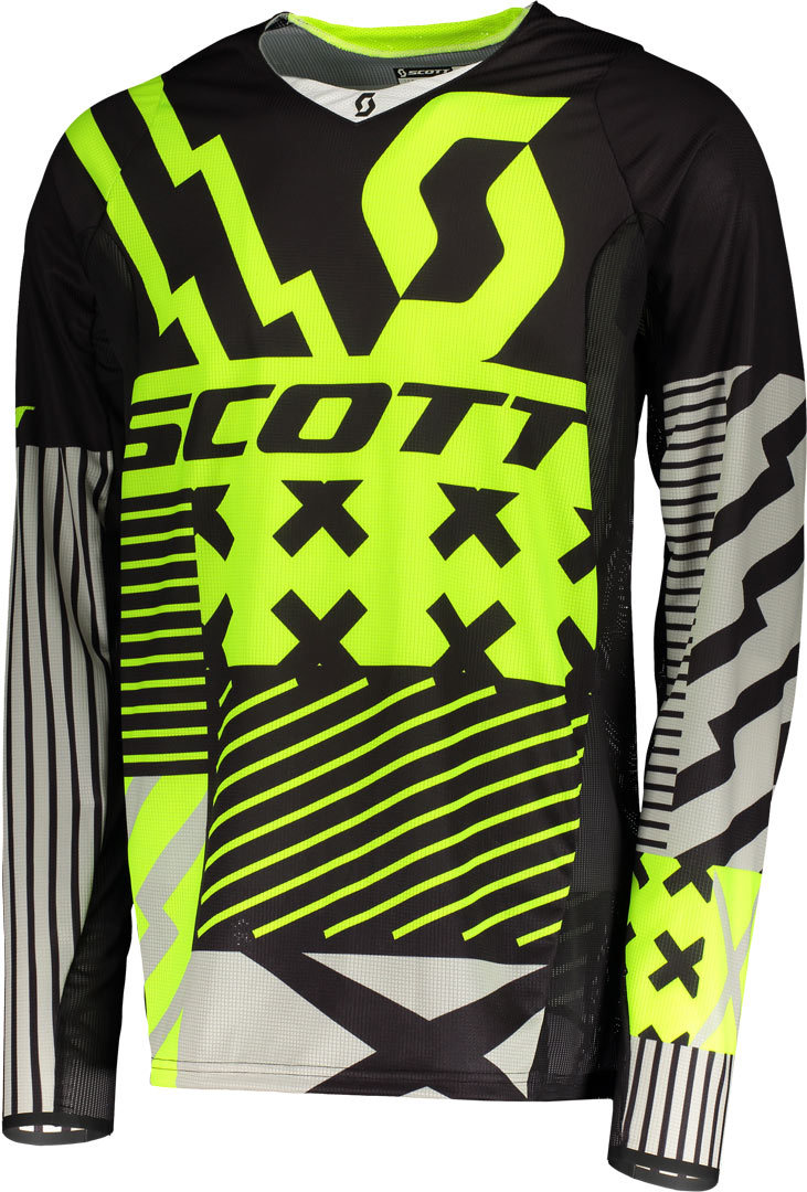 Image of Scott 450 Patchwork Maglia motocross, nero-giallo, dimensione 2XL