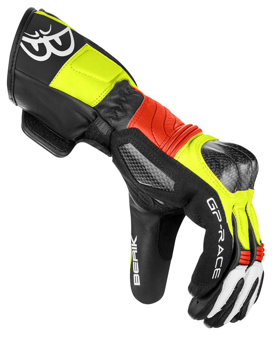 Side view of Berik Zoldar Motorcycle Gloves, black-red-yellow, Size XS for Men