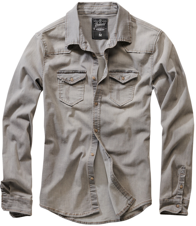 Brandit Riley Denim Shirt, grey, Size 5XL, grey, Size 5XL