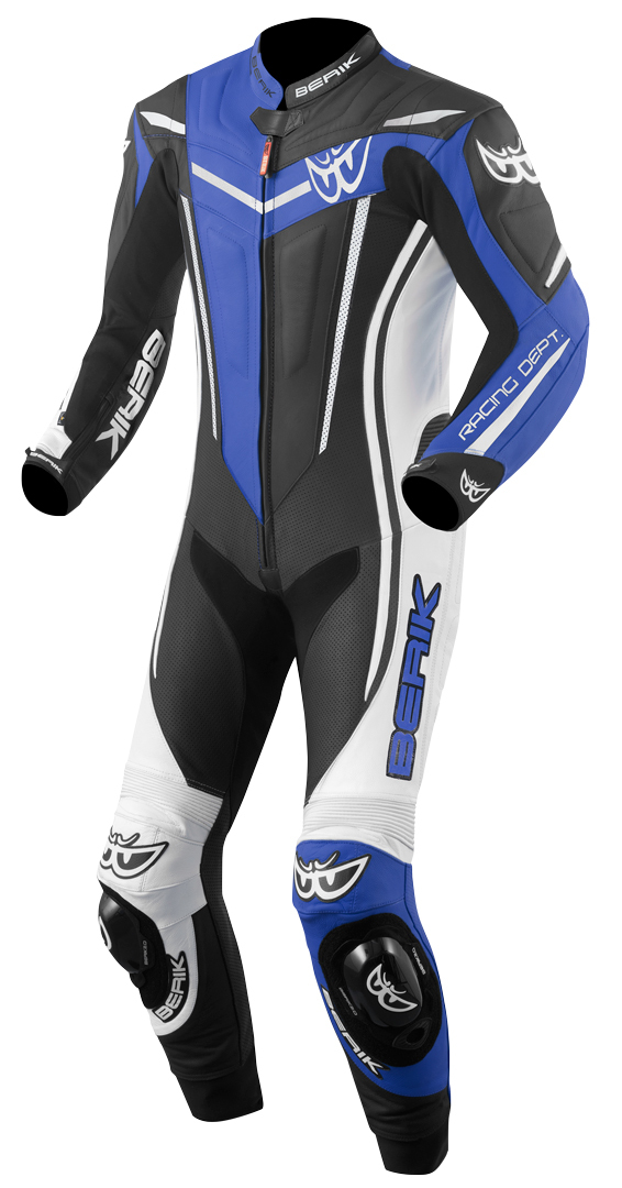 Berik Metric Evo One Piece Motorcycle Leather Suit, black-white-blue, Size 50, black-white-blue, Size 50