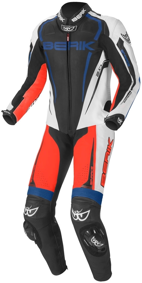 Berik Race-X 1-Teiler Motorrad Lederkombi, schwarz-weiss-rot-blau, Größe 52, schwarz-weiss-rot-blau, Größe 52