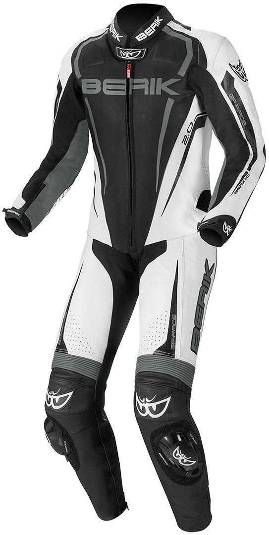 Berik Race-X 1-Teiler Motorrad Lederkombi, schwarz-grau-weiss, Größe 52, schwarz-grau-weiss, Größe 52