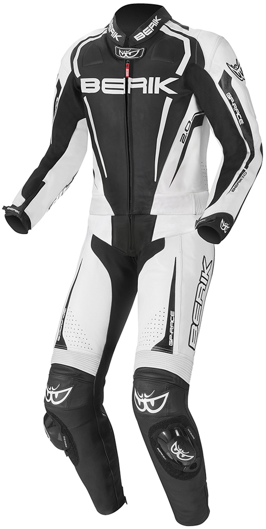 Berik Race-X Two Piece Motorcycle Leather Suit, black-white, Size 56, black-white, Size 56