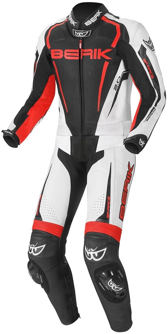 Berik Race-X Tweedelige motorfiets lederen pak, zwart-wit-rood, afmeting 50