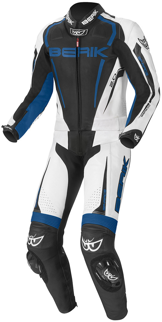 Berik Race-X Tweedelige motorfiets lederen pak, zwart-wit-blauw, afmeting 54