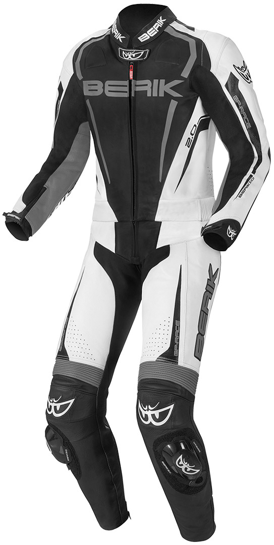 Berik Race-X Tweedelige motorfiets lederen pak, zwart-grijs-wit, afmeting 58