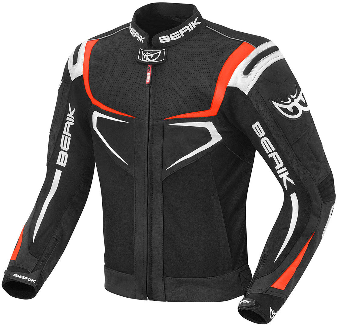 Berik Radic Motorrad Leder- / Textiljacke, schwarz-weiss-rot, Größe 52, schwarz-weiss-rot, Größe 52
