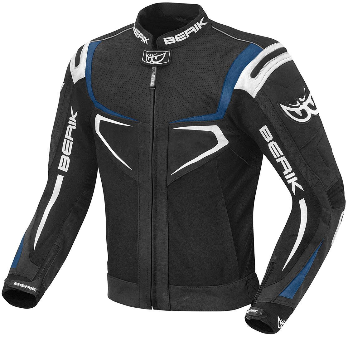 Berik Radic Motorrad Leder- / Textiljacke, schwarz-weiss-blau, Größe 50, schwarz-weiss-blau, Größe 50