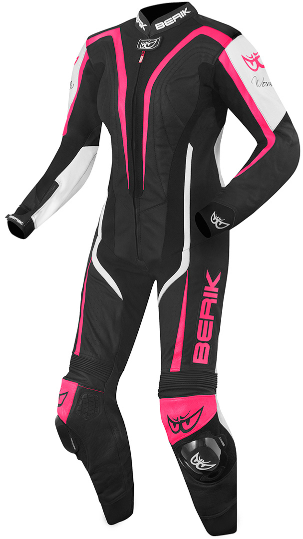 Image of Berik Zora Abito donna in pelle moto monopezza, nero-rosa, dimensione 40 per donne