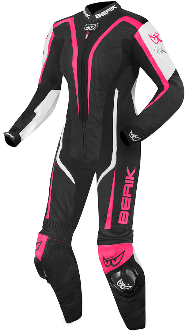 Berik Zora Damen 1-Teiler Motorrad Lederkombi, schwarz-pink, Größe 38, schwarz-pink, Größe 38