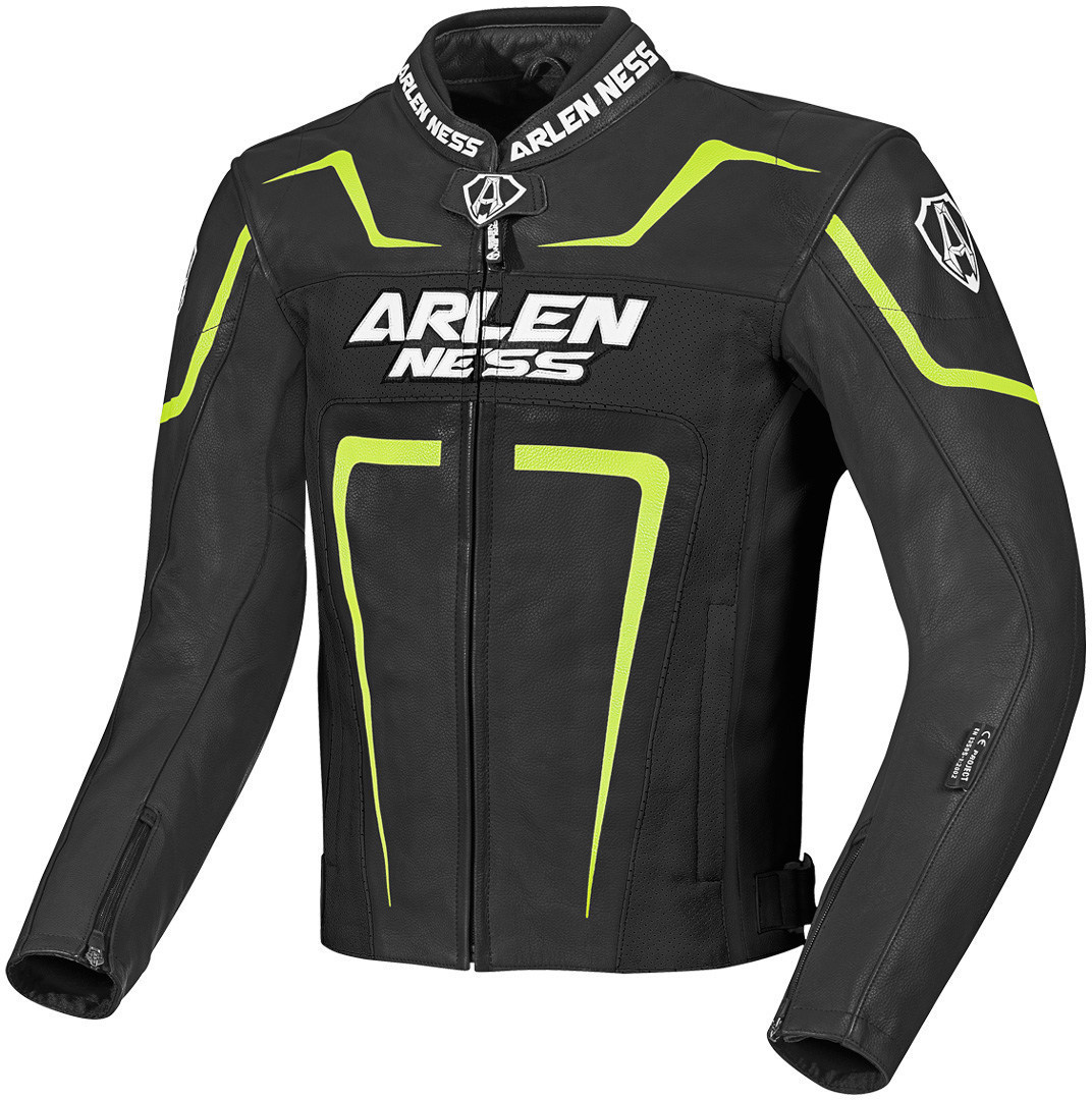 Arlen Ness Motegi Motorrad Lederjacke, schwarz-gelb, Größe 50, schwarz-gelb, Größe 50